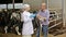 woman veterinarian with glass of milk