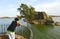 Woman in the viewpoint of Alange Reservoir, province of Badajoz, Extremadura, Spain