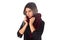Woman with vinous scarf