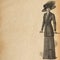 Woman vintage dress hat. Antique fashion engraving Scrapbook paper