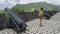 Woman visiting St. Kitts Brimstone Hill Fortress - Caribbean tourist destination