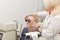 Woman visits an ophthalmologist