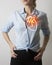 Woman with visualisation of anatomy heart