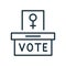 Woman Vote Right Line Icon. Female Sign on Ballot Linear Pictogram. Ballot Container with Women Voting Outline Icon