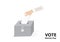 Woman voter drop card in locked ballot box for general election day, politics vector and illustration