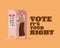 Woman at voting booth with vote its your right text vector design