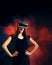 Woman with VR Glasses in Virtual Augmented Reality Experience