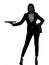 Woman waiter butler holding empty tray silhouette