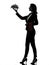 Woman waiter butler serving dinner silhouette