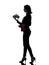 Woman waiter butler serving dinner silhouette