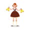 Woman waiter in skirt uniform serving fresh beer vector illustration