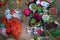 The woman waits for customers at the vegetable market in Zunil Guatemala.