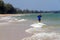 Woman walk relax at beach Bang Boet