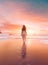 Woman Walking Along the Beach in Serenity