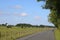 Woman walking countryside road Pilling Lancashire