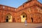 Woman walking in the courtyard of Jahangiri Mahal in Agra Fort,