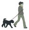 Woman walking dog