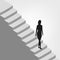 Woman walking down on diagonal staircase