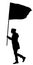 Woman walking with flag silhouette.