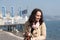 Woman walking on the Lake Lucerne promenade