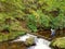 Woman Walking Over Stepping Stones Across River