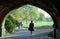 Woman walking in park, Prospect Park, Brooklyn New York USA