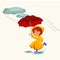 Woman walking rain with umbrella hands, raindrops dripping into puddles, Girl waterproof jacket rubber boots under