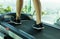 Woman walking on a treadmill exercise in the gym