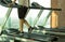 Woman walking on a treadmill exercise in the gym