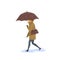 Woman walking under the rain with umbrella