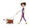 Woman walks the dog - Dog sitter