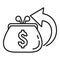 Woman wallet cash back icon, outline style