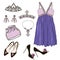 Woman wardrobe clothes accessories set