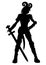 Woman warrior with a sword silhouette