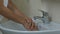 Woman washing her hands, morning ritual, hygiene of human body, slow motion