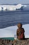 Woman Watching Icebergs from Shore