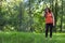 Woman watching wildlife