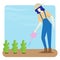 The woman Water the plants vector image for background
