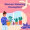 Woman Watering Houseplant Illustration Instagram posts