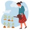 Woman watering sprouts plant and vegetable planting and growing