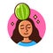 Woman with watermelon on head