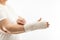 Woman wearing bandage wrist support