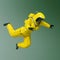 Woman wearing a biohazard suit falling down