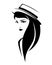 Woman wearing boater hat black vector portrait