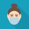 Woman wearing face mask protecting from viruses