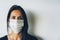 Woman wearing a face protective mask during COVID-19 virus