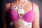 Woman wearing a Holter Heart Monitor