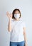 Woman wearing mask get sick from corona virus, and flu. pray and cheer up for stay strong and get well.self quarantine and