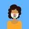 Woman wearing protective face mask with potted flower in supermarket trolley cart girl profile avatar female cartoon