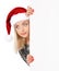 Woman wearing Santa Claus hat